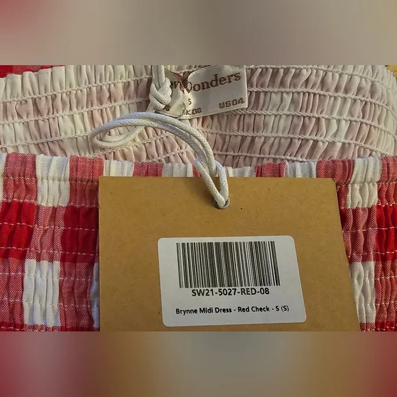 Seven Wonders Red Gingham Midi Dress Size Small NWT - Picture 3 of 4
